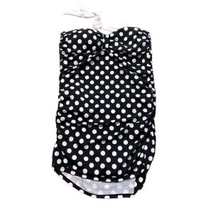 Chaps Black & White Polka Dot Skirted Swimsuit Size 12